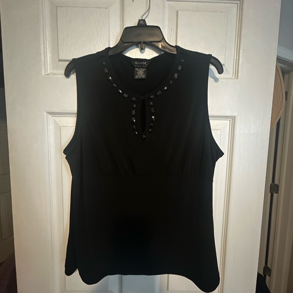George Black Embellished Sleeveless Blouse